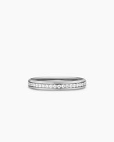 Beveled Band Ring in 18K White Gold with Diamonds, 3.5mm